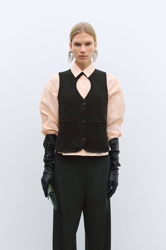 CUT-OUT BOAT NECK WAISTCOAT BLACK