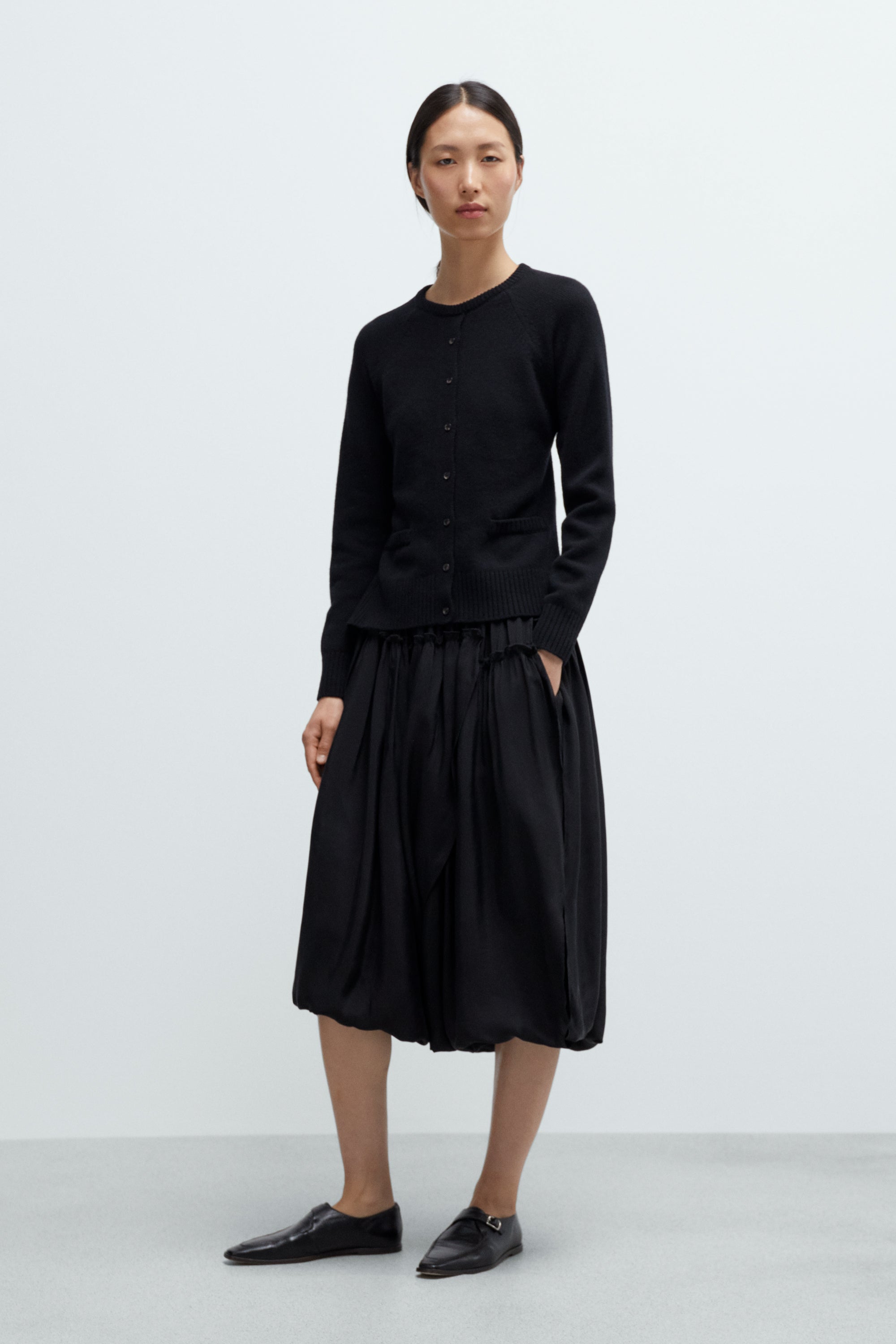 Merino Wool Open Back Cardigan Black Cordera Merino Wool Open Back Cardigan Black Cordera