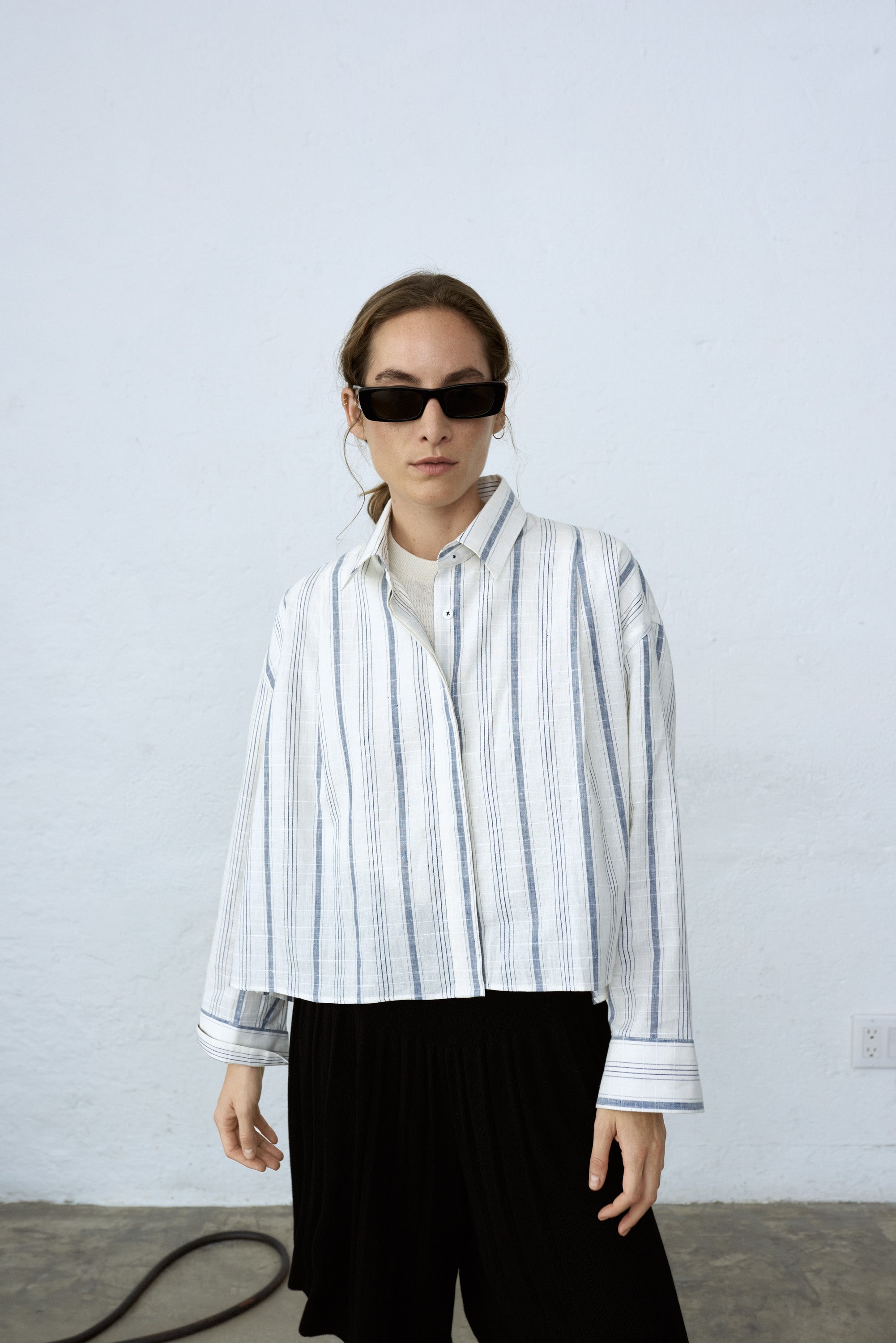 Striped Checkered Shirt Indigo Cordera