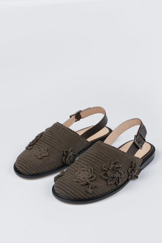 CROCHET MULE BROWN
