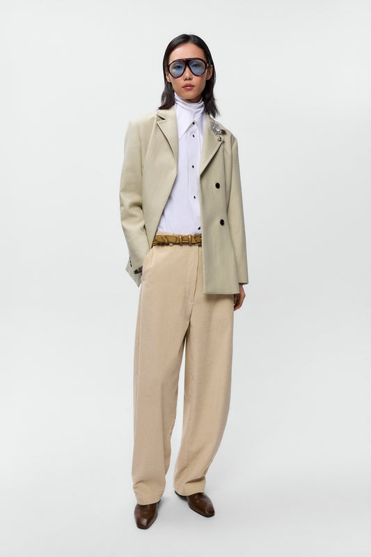 CORDUROY CURVED PANTS