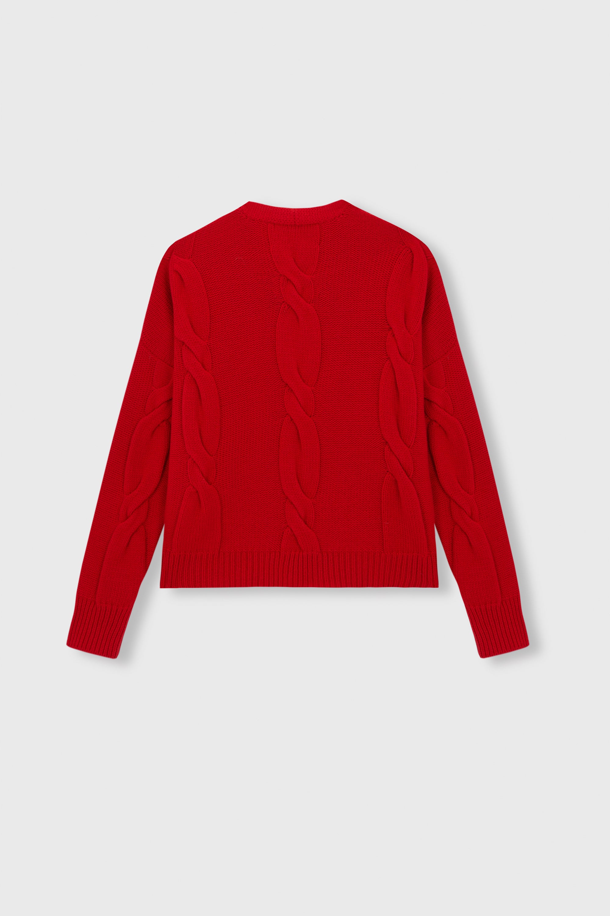 Wool Cashmere Braided Sweater Red Cordera