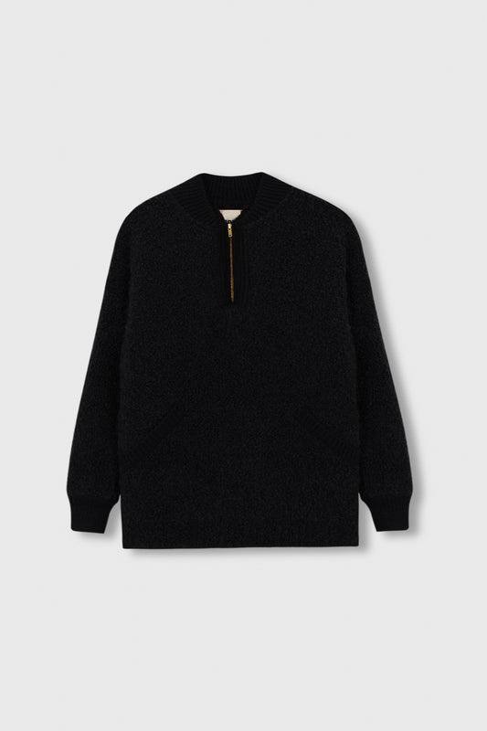 WOOL & MOHAIR POLO SWEATER BLACK