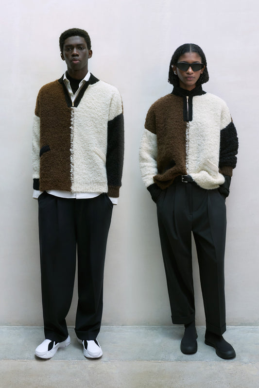 WOOL & MOHAIR POLO SWEATER COLORBLOCK