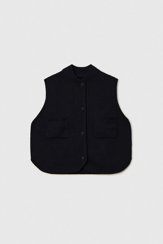 BOXY COTTON WAISTCOAT BLACK