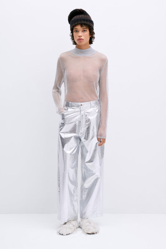 COTTON & SILK PANTS SILVER