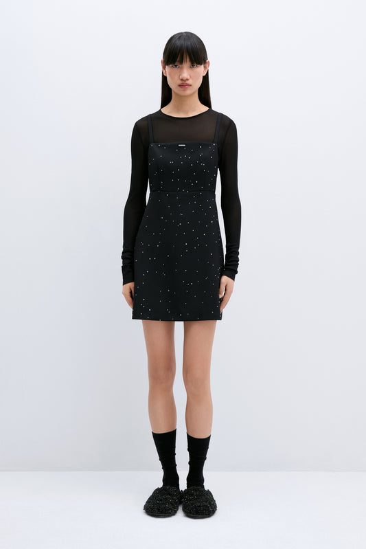 EMBELLISHED MINI DRESS BLACK