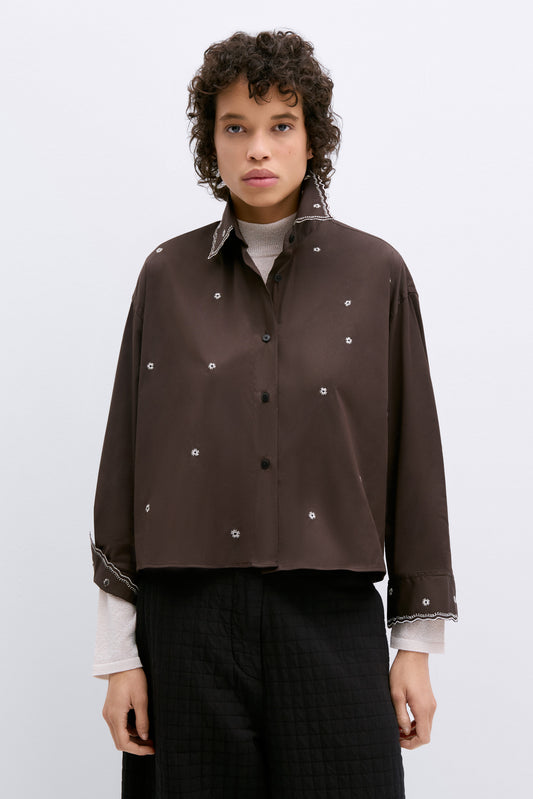 EMBROIDERY SHIRT CHOCOLATE