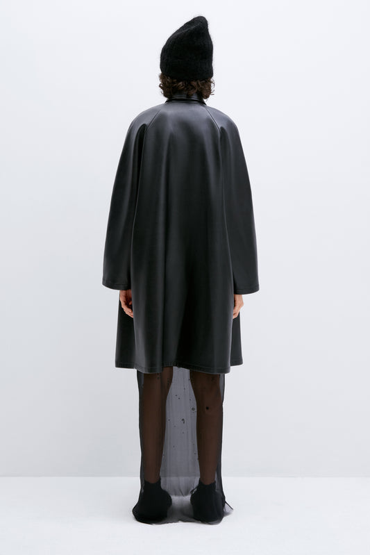 FAUX LEATHER COAT BLACK
