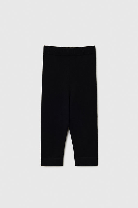MERINO WOOL CROP LEGGINGS BLACK