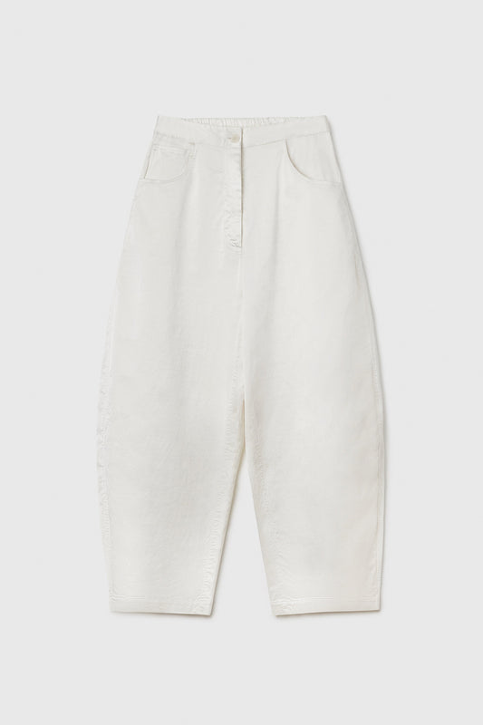 SATIN CURVED PANTS WHITE