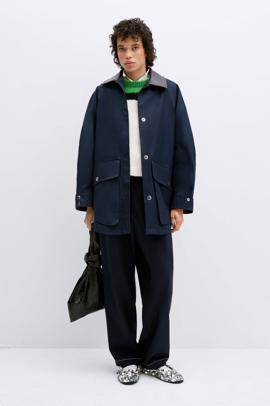 SHORT TRENCH COAT NAVY