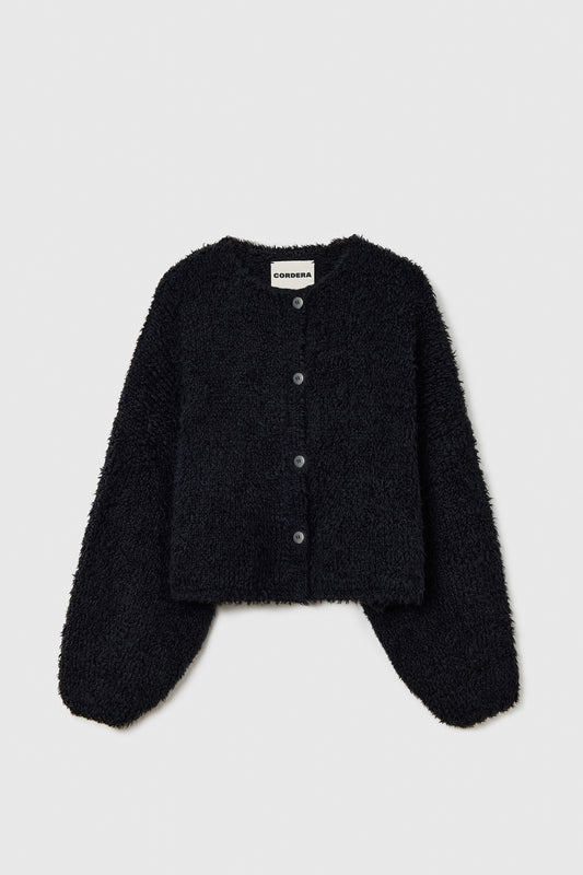 TEDDY CROPPED CARDIGAN BLACK