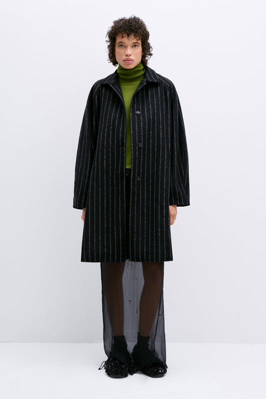 VIRGIN WOOL STRIPED COAT