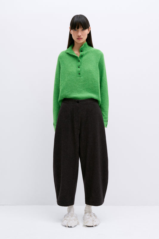 WOOL CURVED PANTS JAVA