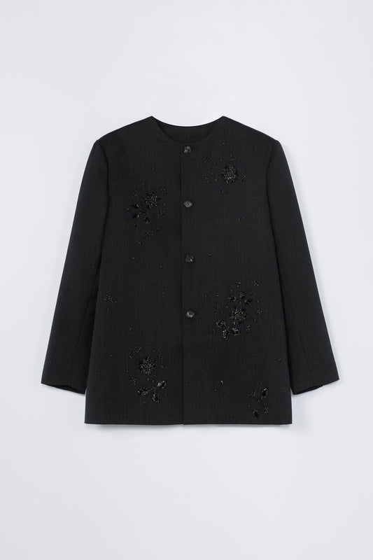 EMBELLISHED ROUND-NECK BLAZER