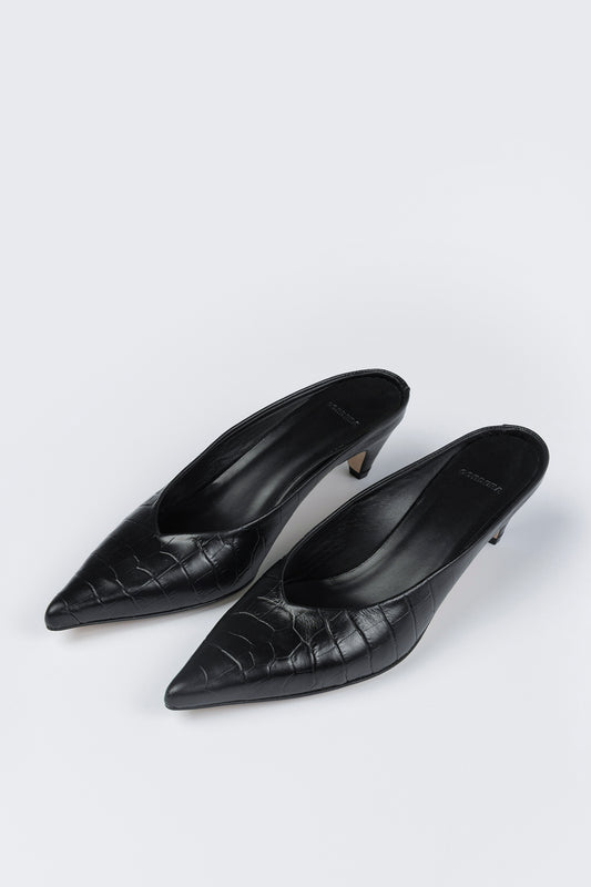 LEATHER POINTY MULE CROCODILE