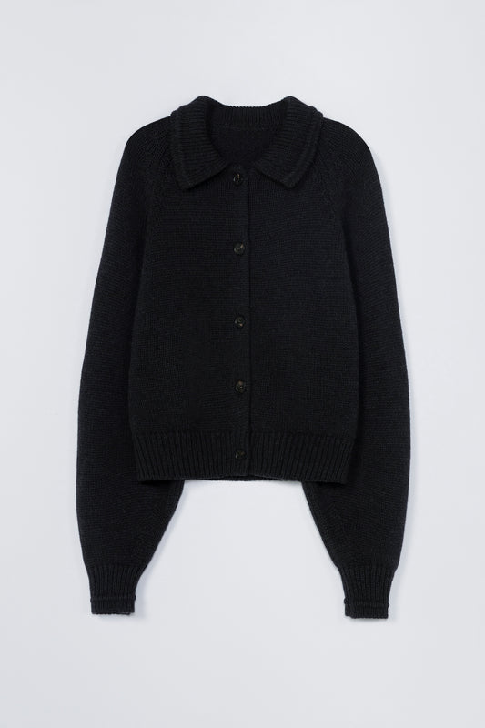 MERINO WOOL COLLAR CARDIGAN