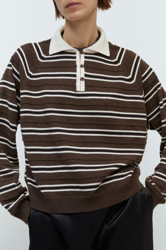 MERINO WOOL STRIPED POLO