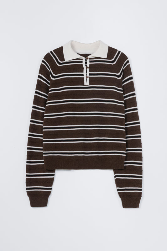 MERINO WOOL STRIPED POLO