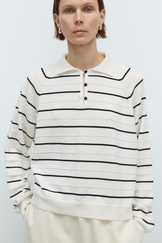 MERINO WOOL STRIPED POLO