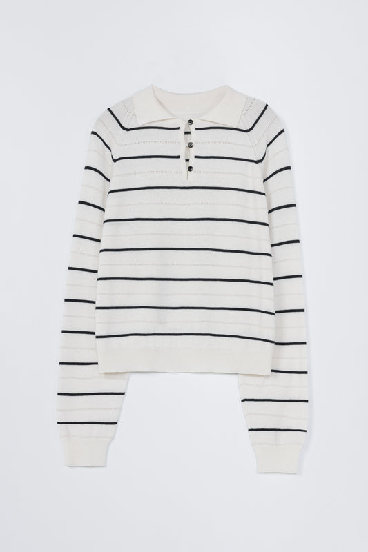 MERINO WOOL STRIPED POLO