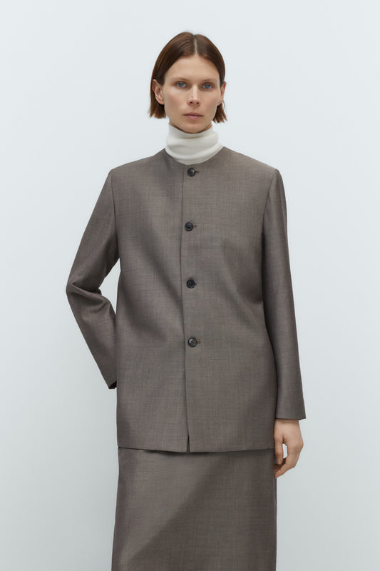 ROUND-NECK MOHAIR BLAZER
