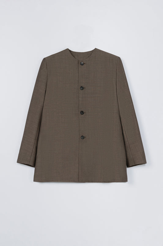 ROUND-NECK MOHAIR BLAZER