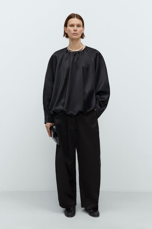 SATIN BALLOON BLOUSE