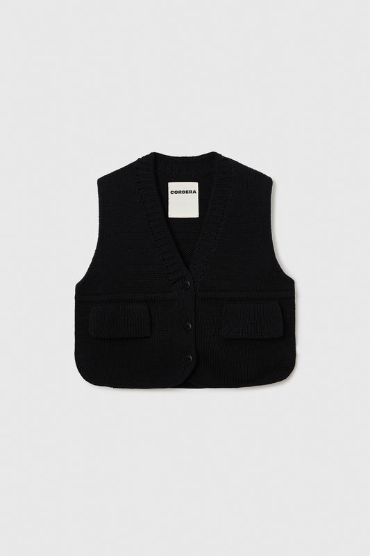 COTTON POCKETS WAISTCOAT BLACK