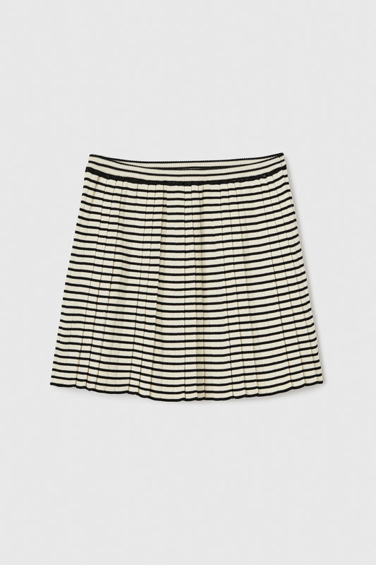 COTTON STRIPED PLEATED MINI SKIRT