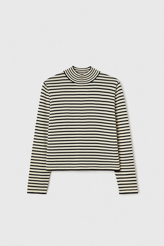 COTTON STRIPED TURTLENECK SWEATER