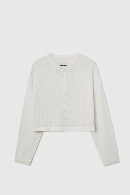 KNITTED PERLÉ CARDIGAN WHITE