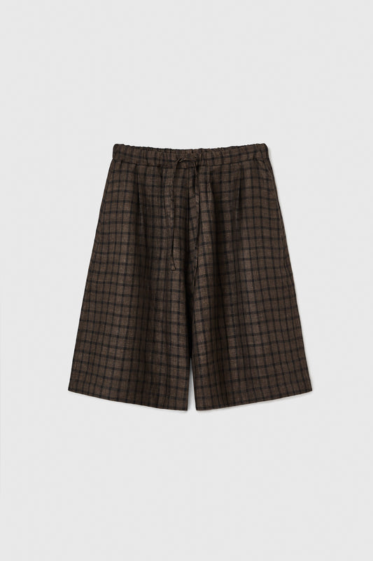 LINEN CHECKERED BERMUDA