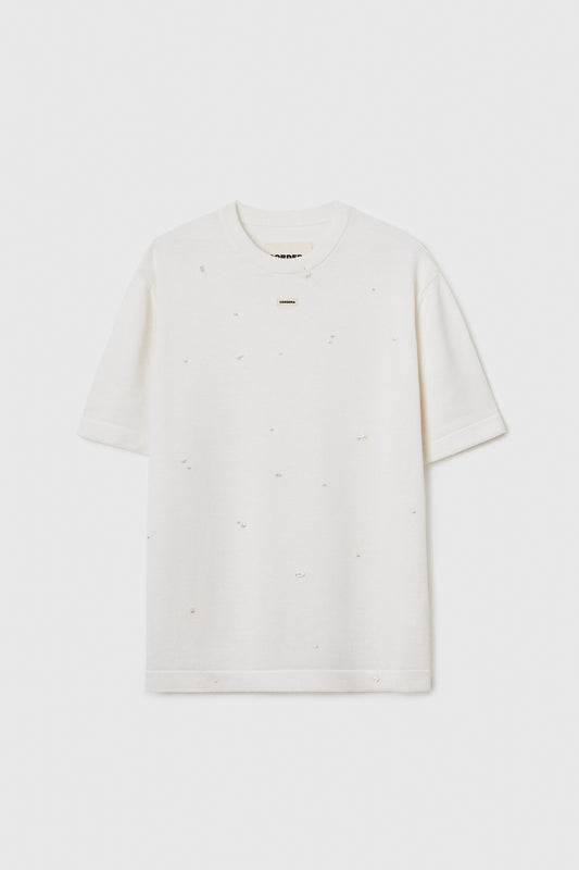 MERINO WOOL BEADED T-SHIRT NATURAL