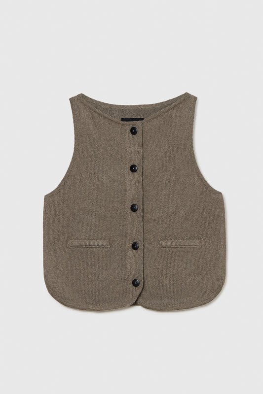 BOAT NECK WAISTCOAT TAUPE