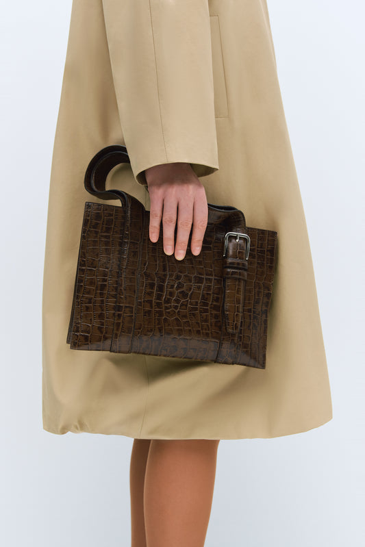 BUCKLE BAG BROWN CROCODILE