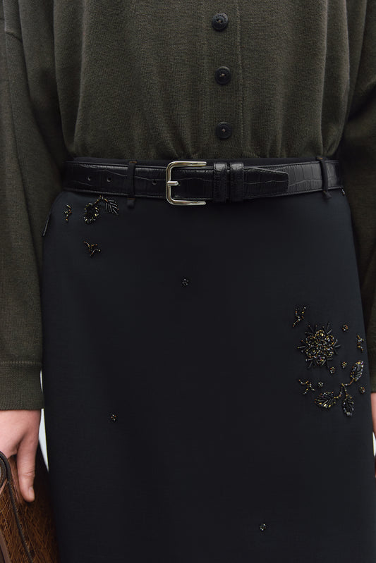 CLASSIC BELT BLACK CROCODILE