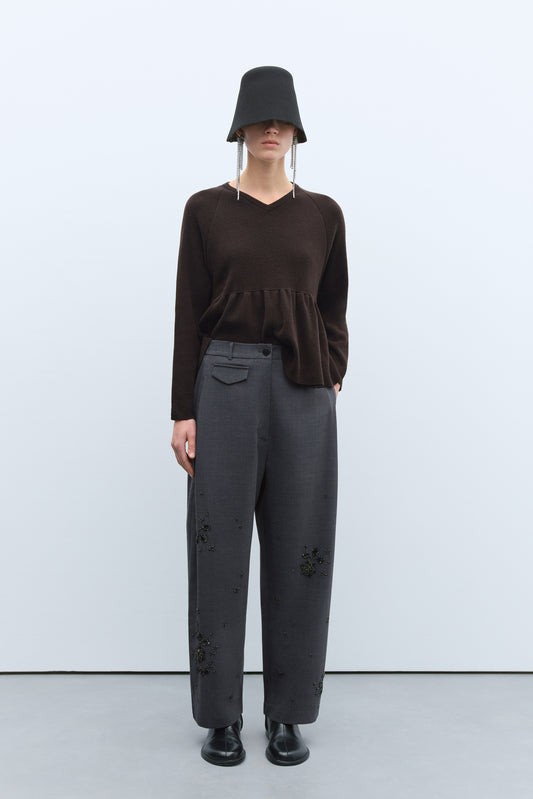 EMBELLISHED TAILORING PANTS GREY