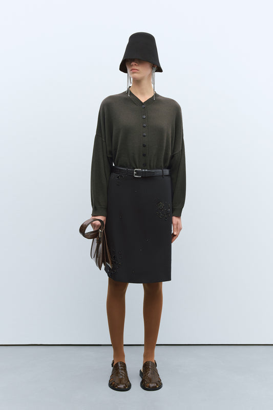 EMBELLISHED TAILORING SKIRT BLACK