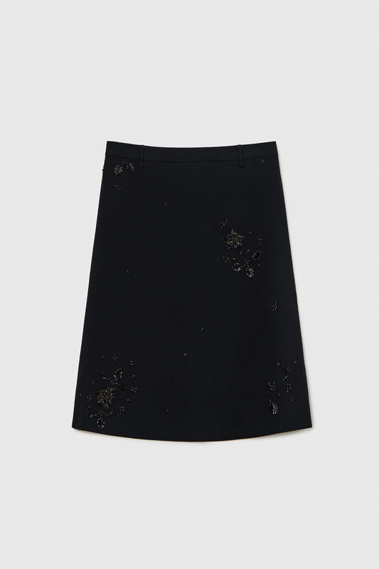EMBELLISHED TAILORING SKIRT BLACK