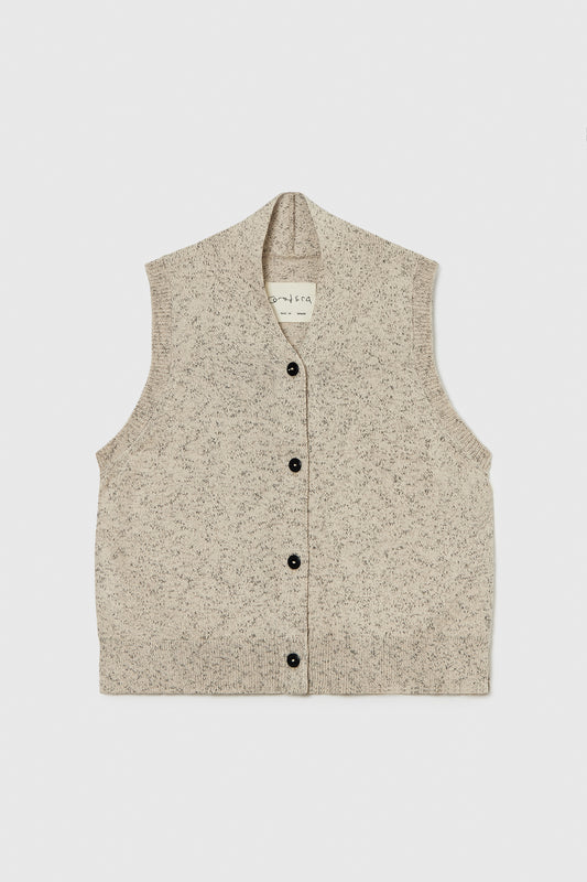 FLECKED COTTON VEST NATURAL