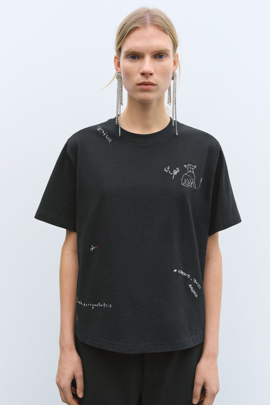 INSTANTE EMBROIDERED T-SHIRT BLACK