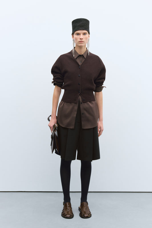 MERINO & CASHMERE CARDIGAN BROWN