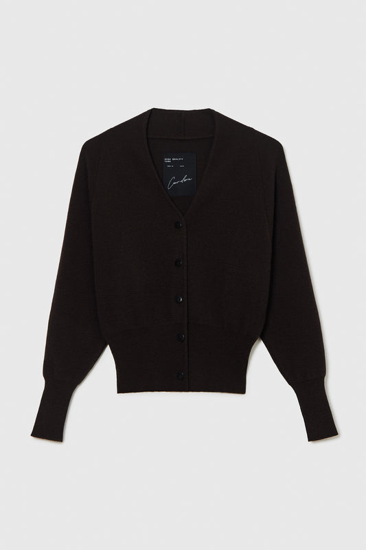 MERINO & CASHMERE CARDIGAN BROWN