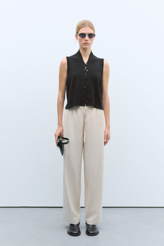 MERINO WOOL WAISTCOAT BLACK