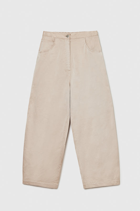 SATIN CURVED PANTS PEACH