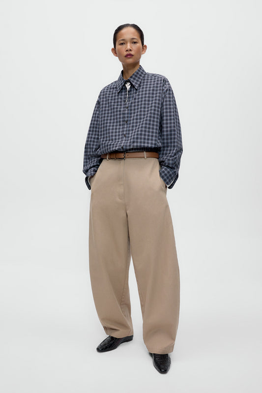 COTTON CURVED PANTS