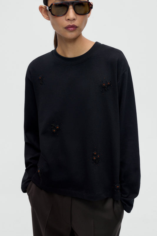 CAMISETA MANGA LARGA BORDADA