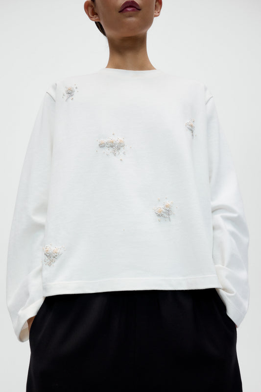 CAMISETA MANGA LARGA BORDADA